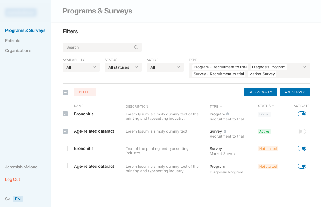 Healthcare SaaS platform, screen 3 Healthcare SaaS platform, screen 3