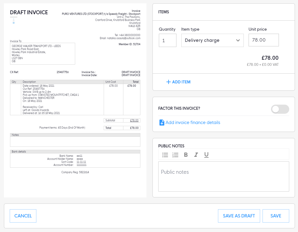 SaaS application for finance management in courier companies, screen 2 SaaS application for finance management in courier companies, screen 2